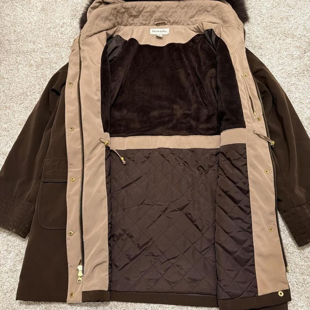 90s Vintage Preston & York Hooded Parka Coat | Brown | Large